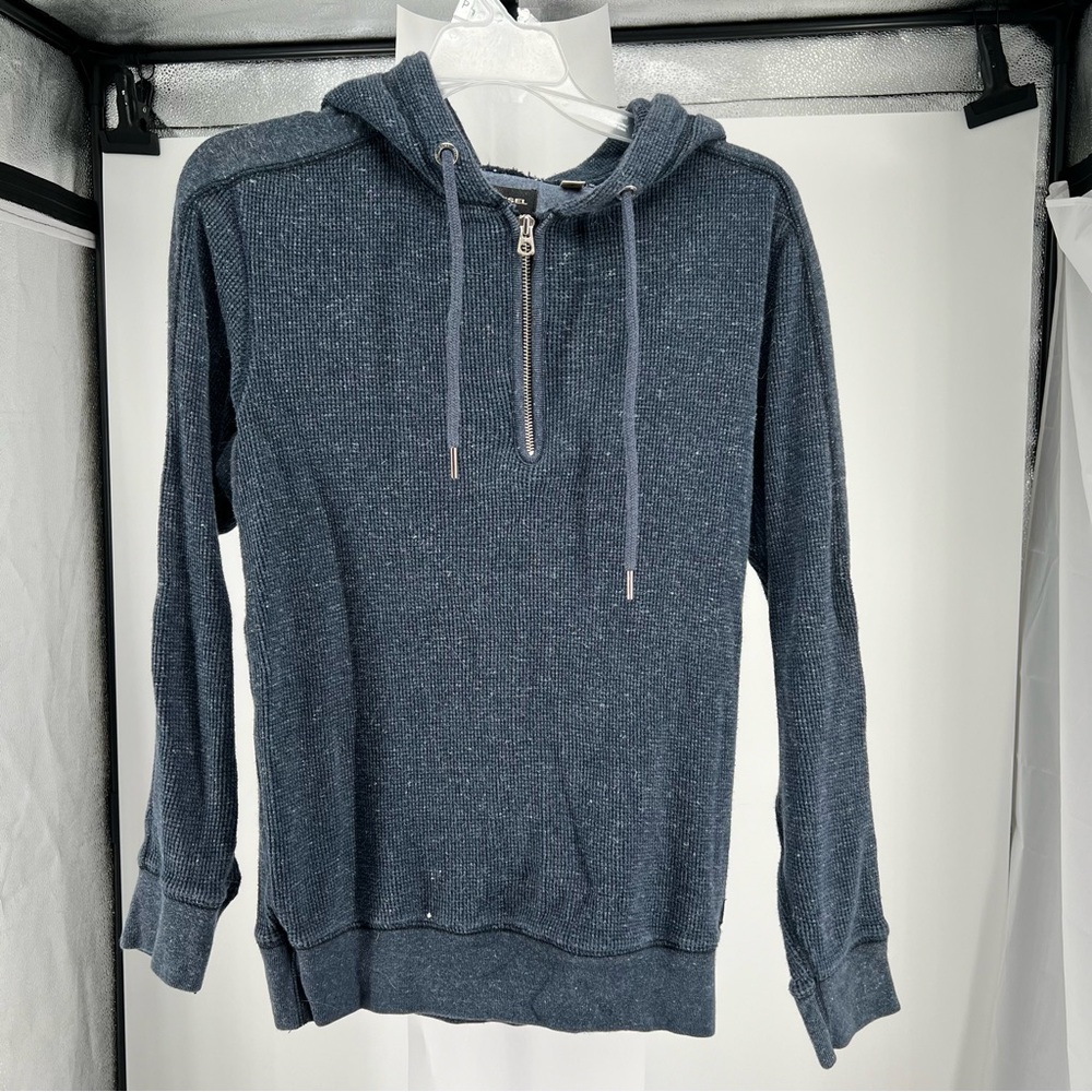 Diesel men’s waffle knit hoodie with silver zipper